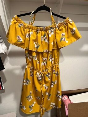 Blush Mustard Yellow Floral Off-Shoulder Top